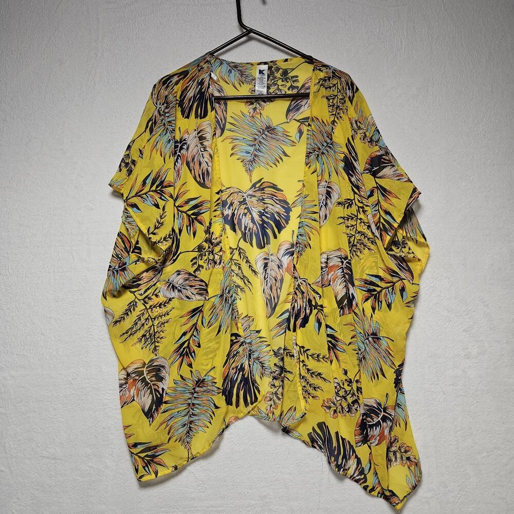 Womens‎ Kimono One Size Open Cardigan Wrap Floral Festival Beach Boho Vtg Kmart